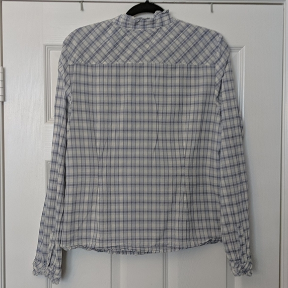 TOMMY HILFIGER Plaid Ruffle Front Button Down - Picture 6 of 6